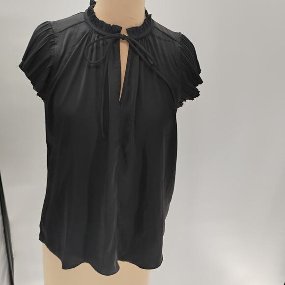 PHILOSOPHY Black V-Neck Ruffle Sleeve Tank Top Women's Size S - Picture 2 of 13